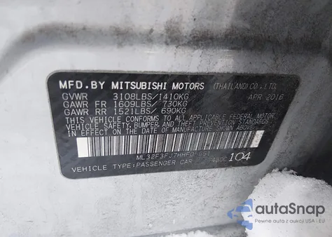 2017 Mitsubishi Mirage G4 Es from USA, damaged, VIN ML32F3FJ7HHF05951